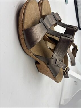 Women's Metallic Brown Cork Wedge Sandals